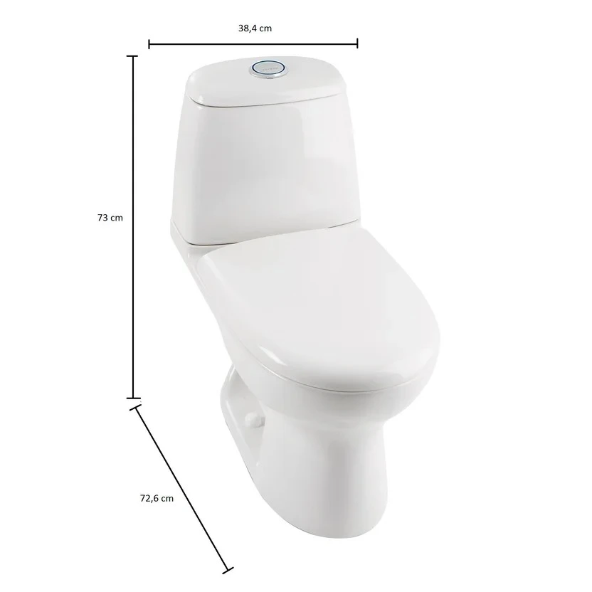 Combo Renueva: Sanitario Ecoclean Alongado Blanco De 2 Piezas + Mueble Aluvia Miel Elevado 45 Cm Con Lavamanos + Grifería Aluvia 4 Pulgadas Corona